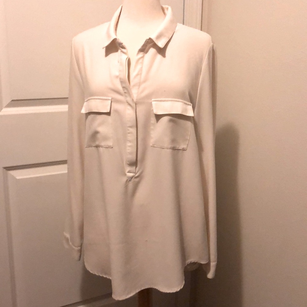 JustFab Cream Blouse